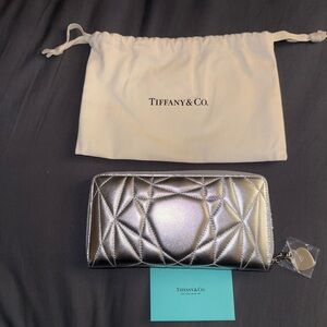 Tiffany & Co. Metallic Silver Quilted Wallet